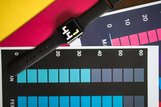 A smart watch resting on vibrant charts showing data visualization on a table. What an AI content operations reporting dashboard means for measurement